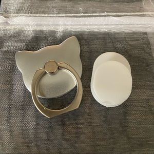 Silver cat phone ring